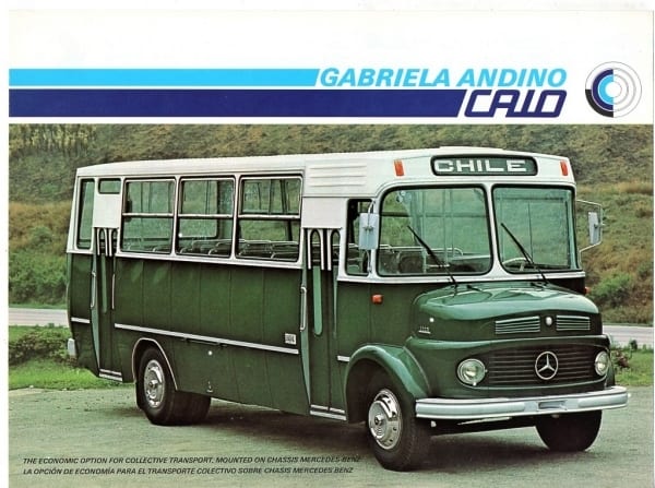 Folder Propaganda Micro Onibus Gabriela Andino sobre Chassis Mercedes Benz - Caio - Anos 70 / 80