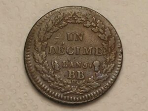 Franca 1 Decime 1825 L An 5 Bb Strasbourg Bronze Mbc Sob Escassa Box2