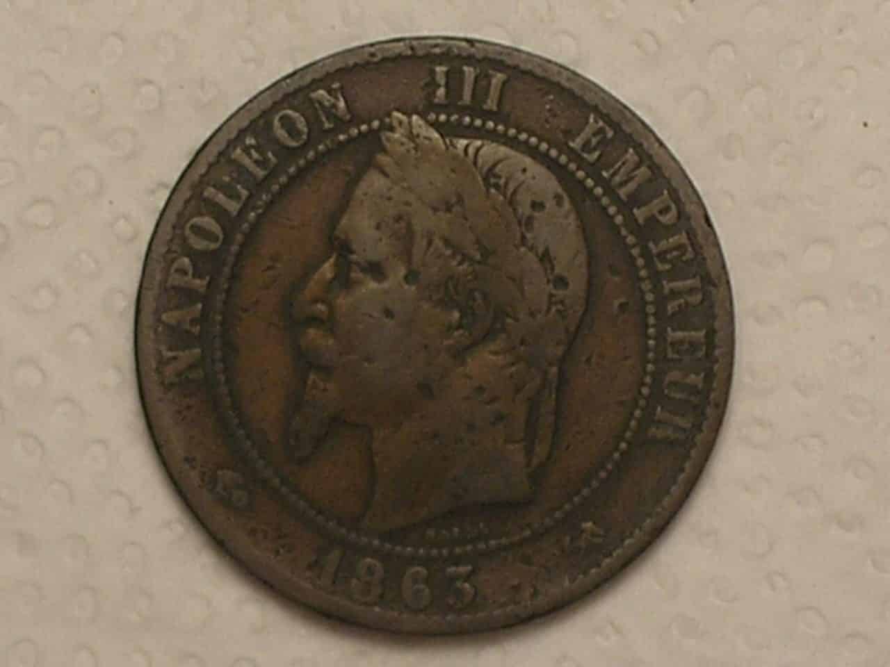 França) 10 Centimes - 1863-k / Second Empire / Bronze / Escassa / box2