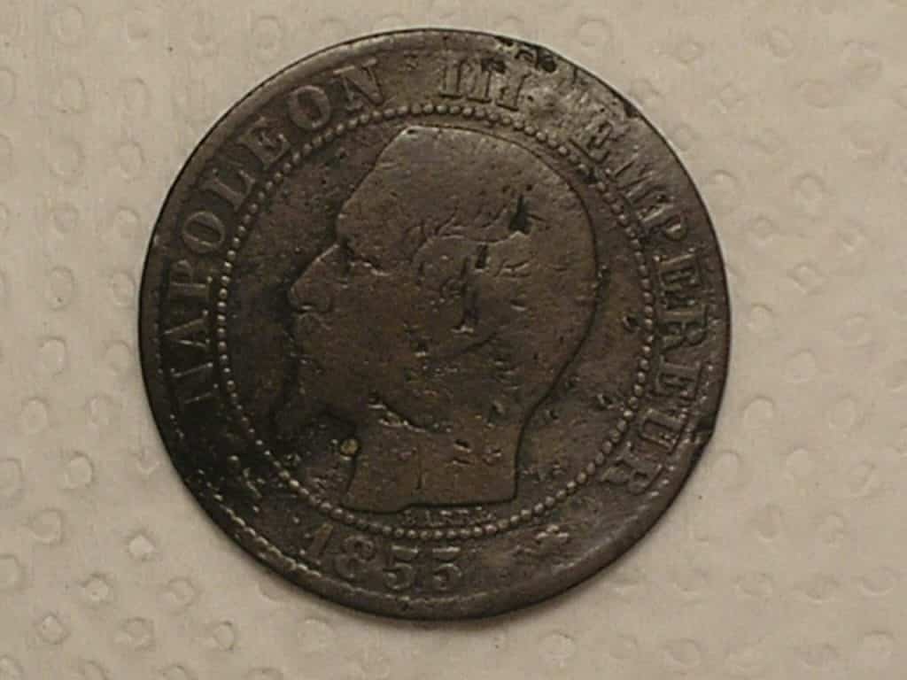 França) 5 Centimes - 1855-a (bb) - Escassa / Napoleon III / Bronze/ box2