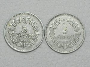 França) 5 Francs - 1945/1947 / Moedas grandes 30mm - Dificeis / cod. 480