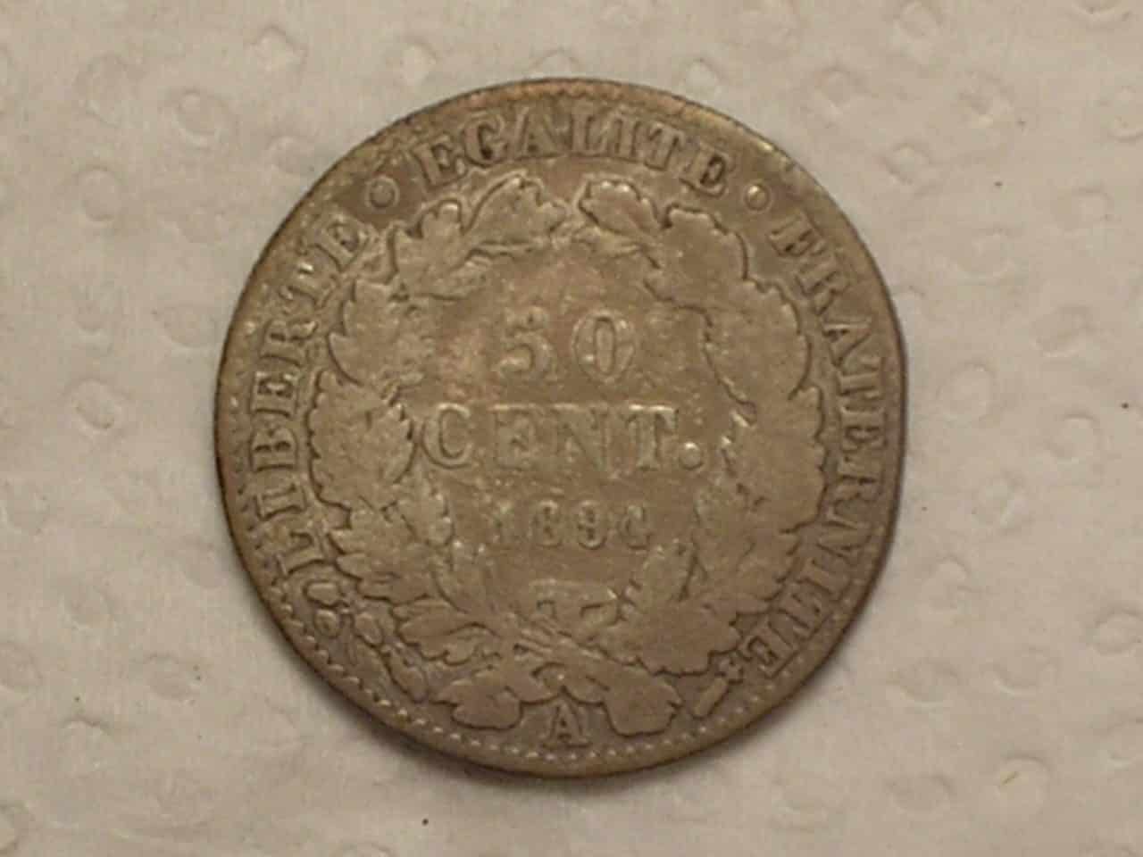 França) 50 Centimes - 1894-a / Third republic / Prata / box2