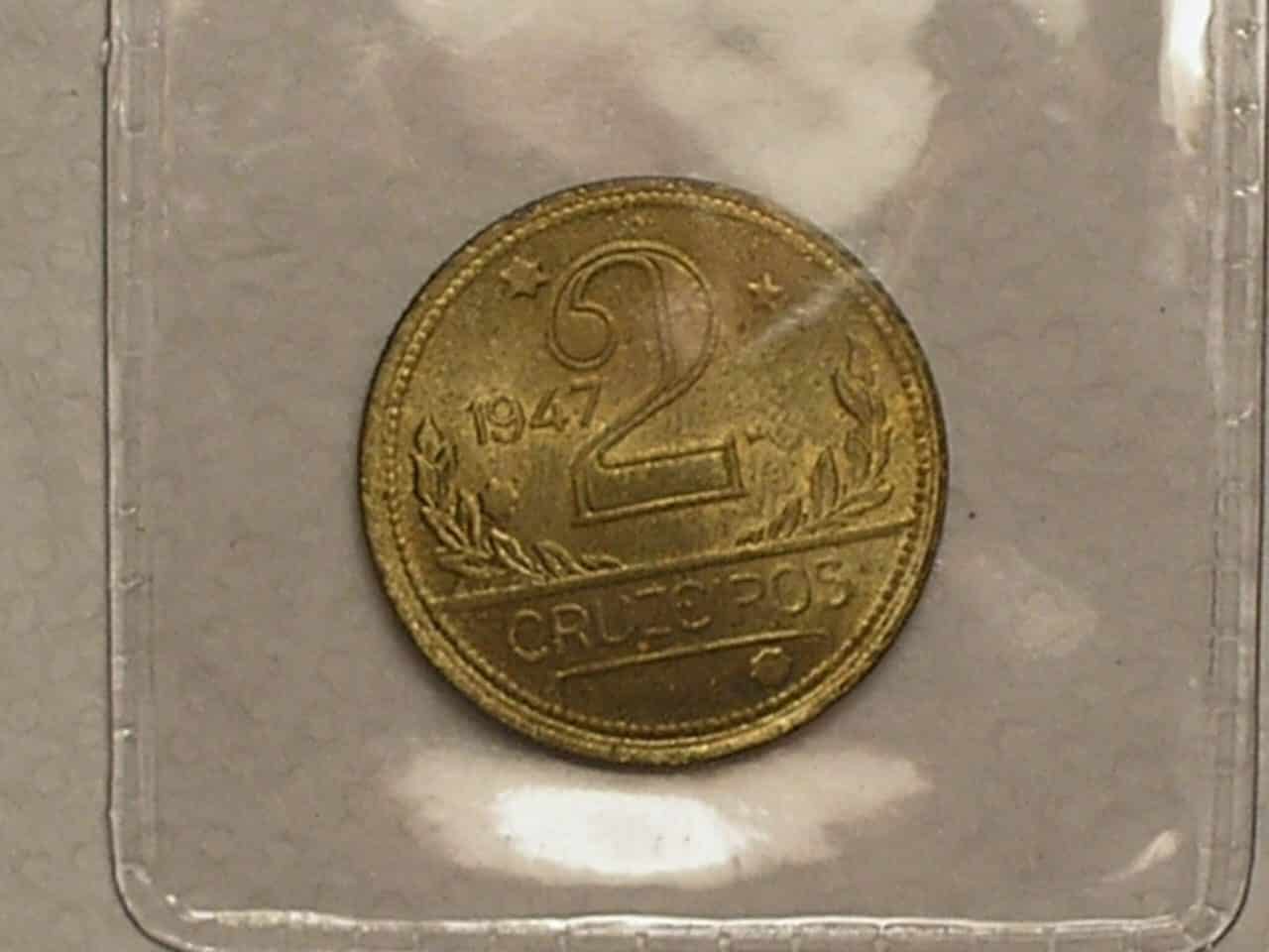 Full Flor de Cunho)) 2 Cruzeiros - 1947 - Mapa - Bz/al - Raro aparecer bonita assim nessa conservação.../ Cod. 440