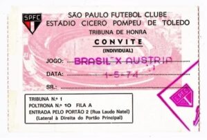 Ingresso Amistoso Futebol - Brasil X Austria - Estadio do Morumbi - SP - 1974