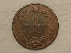 Italia) 5 Centesimi - 1862-n / Cobre / box2