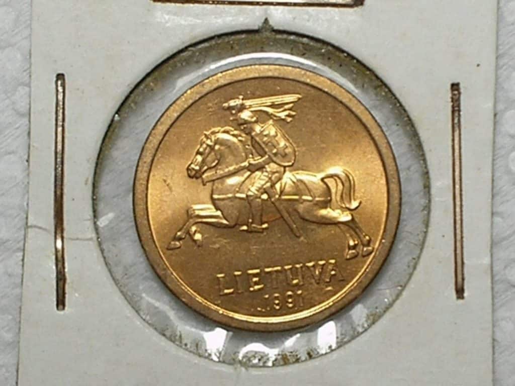 Lituania) 10 Centas - 1991 / Bz/ Flor de Cunho / box5