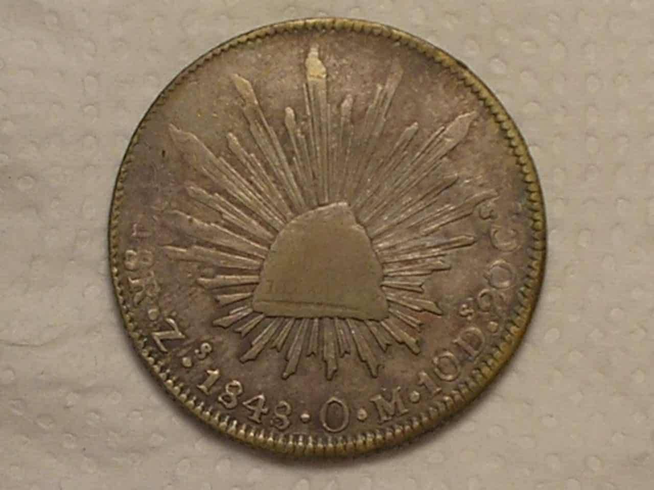 Mexico) 8 Reales - 1848/7 - Data Emendada - Zs-Zacatecas / Prata / box2