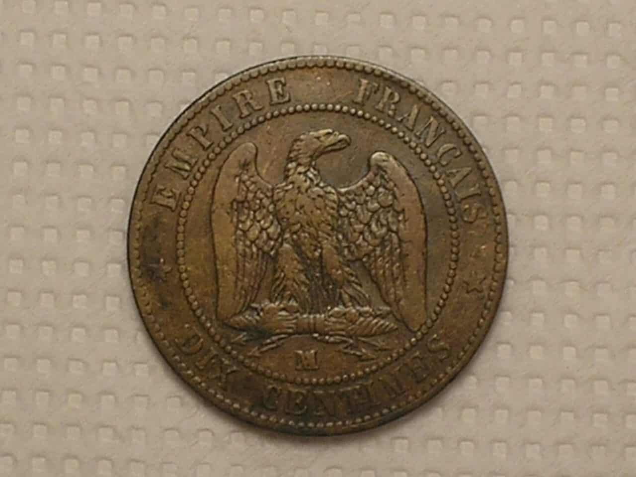 | Casa do Colecionador Moeda da França) 10 Centimes - 1854-MA = Napoleon III Imperador / Bronze / Cod. 830