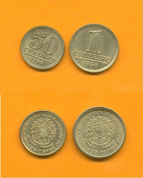 MOEDA DE 1 CRZ. E 50 CENT. 1956 MÓDULO MENOR.