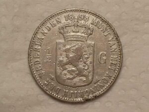 Raro) Netherland) 1/2 Gulden - 1898 / Prata / box1