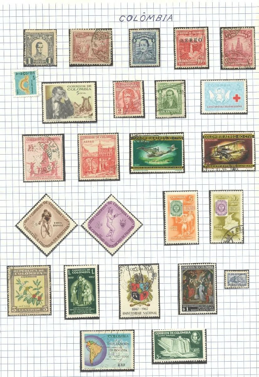 selos da colombia lote 130 Casa do Colecionador