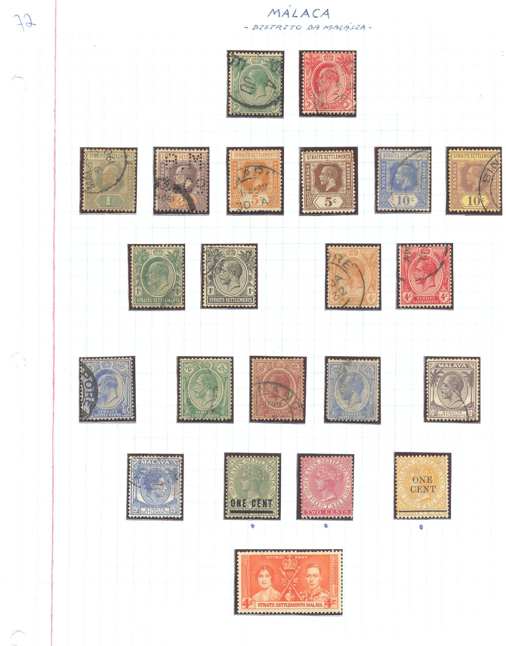 selos de malaca lote 72 Casa do Colecionador