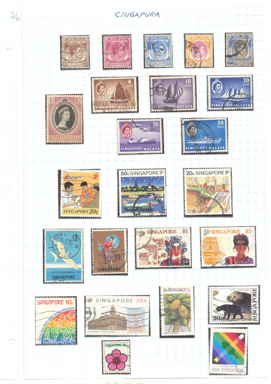 selos de singapura lote 26 Casa do Colecionador