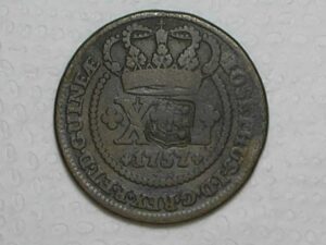 Xl Reis 1757 Cunhada Para Guine Coroa Sem Pediculos Carimbo De Escudete Com 50 Perolas Classificada Mbc Cod 390 2