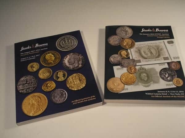 2 Catálogos de Moedas Stack's & Bowers Galleries, muito Ilustrado, Diversos Países e moedas, Ano 2016/2017 / "Valores em Dollar"