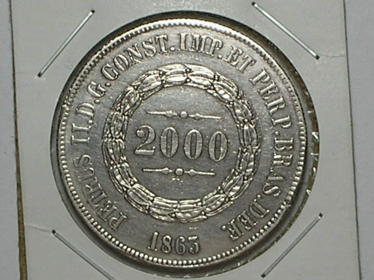| Casa do Colecionador 2.000 Réis – 1863 “Imperio do Brasil” / Qualidade Soberba / Prata
