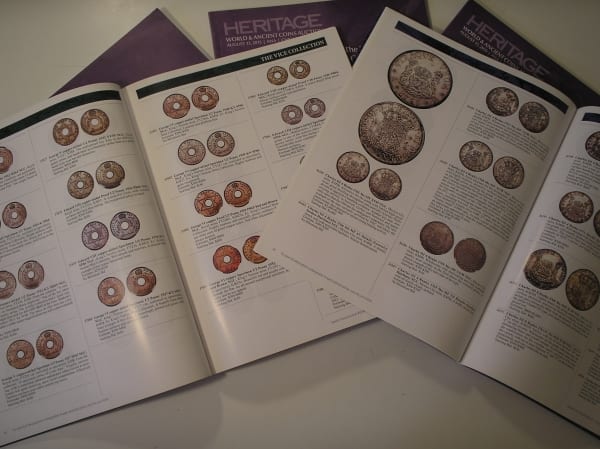 5 Catálogos de Moedas Heritage, muito Ilustrado, Brasil, diversos Países e moedas, Ano 2015-2016 / "Valores em Dollar" / Chicago/N.York