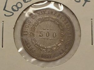 500 Réis - 1857 (Império do Brasil) - Flor de Cunho - bela patina do guardado