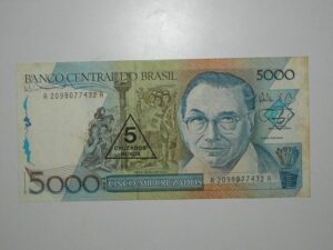 5.000 Cruzados C-200 c/carimbo 5 Cruzados / Flor de Estampa