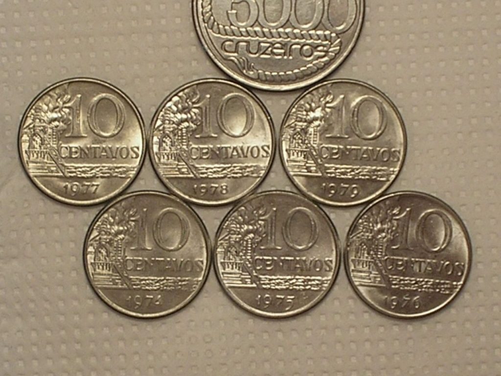 5.000 Cruzeiros - 1992 tiradentes + Série 10 Centavos 1974 a 1979 / Flor de Cunho / cod. 900.1
