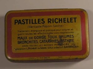 Antiga lata Pastilles Richelet origem França - décadas de 1950/60 / 9,5x6 cm - FARMACIA
