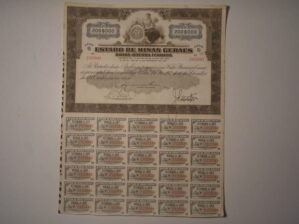 Apólice da Dívida Interna de Minas gerais do ano de 1934 com cupões / Série C