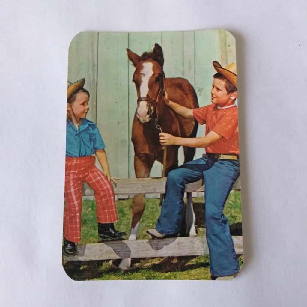 Calendário de Bolso (Tema Criança com animal) - Ano 1977
