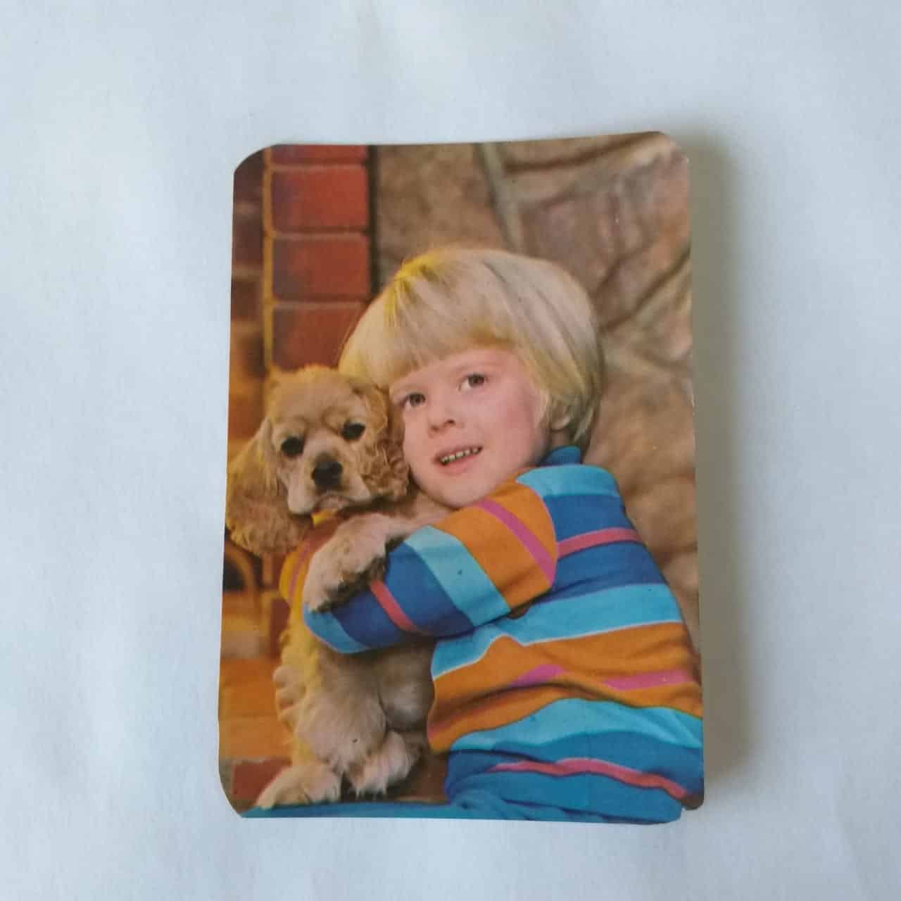 Calendário de Bolso (Tema Criança com animal) - Ano 1977