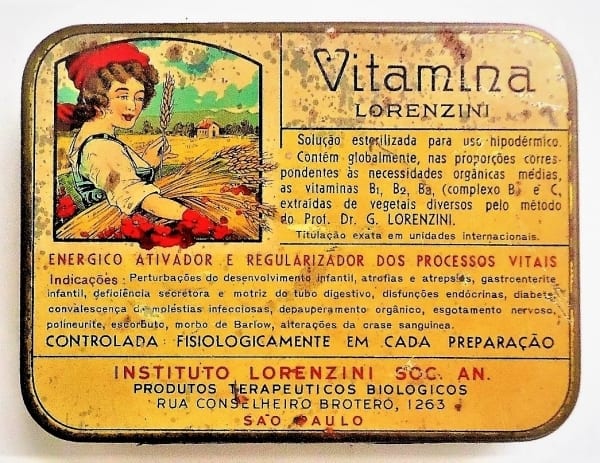 Lata Antiga Medicamento Vitamina Lorenzini - Anos 40 - Farmacia