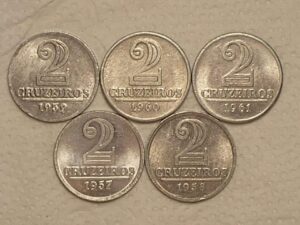 Série Completa) 2 Cruzeiro - 1957 / 1958 / 1959 / 1960 / 1961 ... Sob/Fc / 1957 é data escassa / cod. 760.2