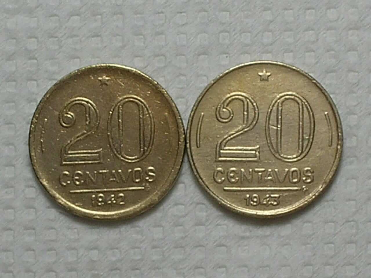 20 Centavos -1942 / 1943 - Getulio / Soberbas / cod. 320.2