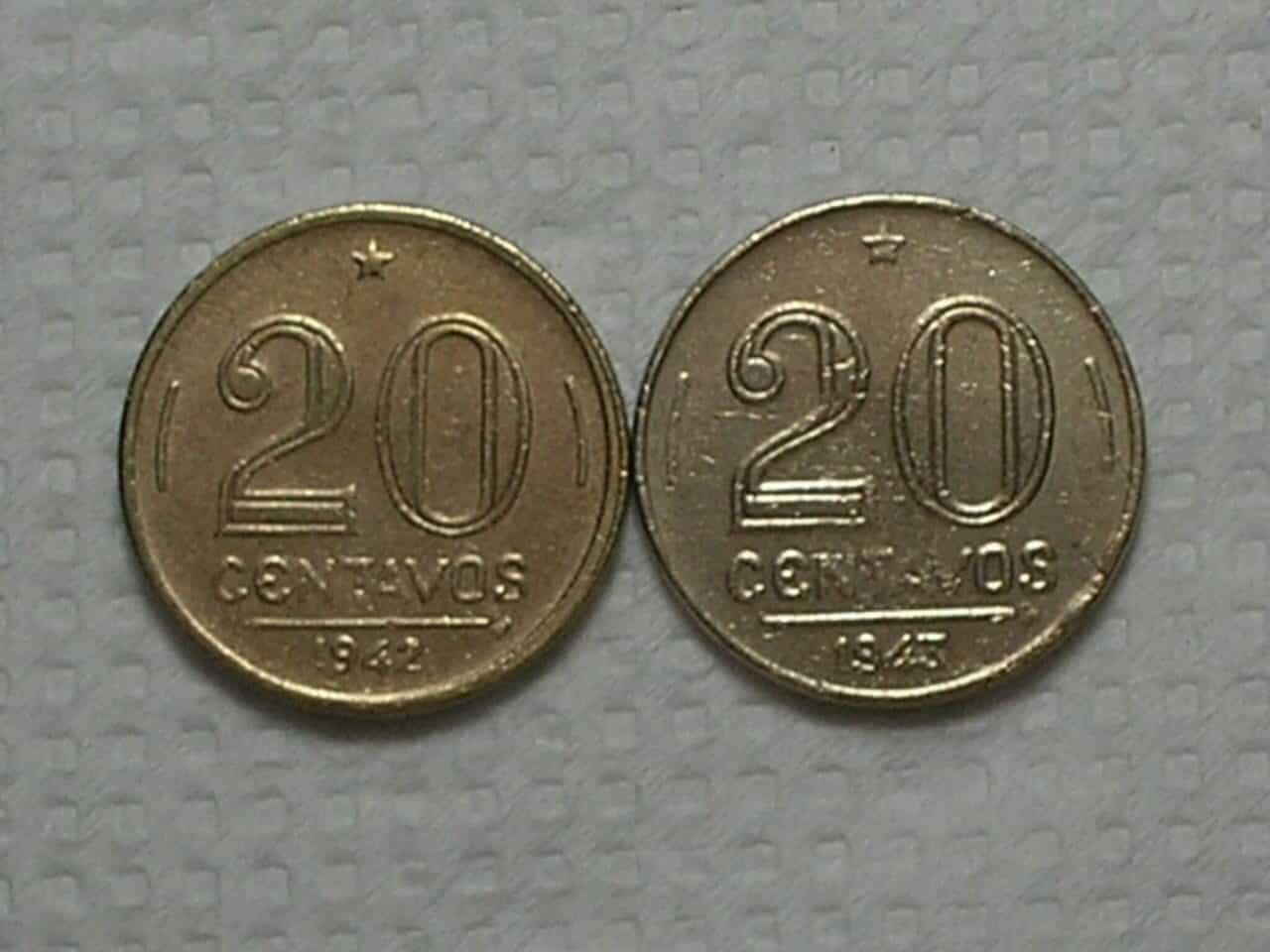 20 Centavos -1942 / 1943 - Getulio / Soberbas / cod. 320.3