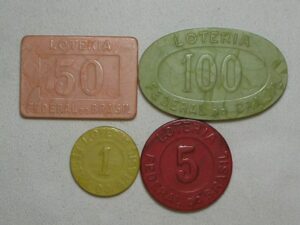 = 4 Fichas Raras De Loterias Federal Do Brasil = Décadas de 1920/30/40