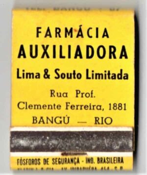 Caixa De Fosforos - Farmácia Auxiliadora - Lima & Souto Ltda - Bangu - Rio de Janeiro - Anos 50