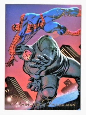 Card Flair 94 - Marvel Comics - Nº 23 - Rhino vs Spider Man ( Homem Aranha )