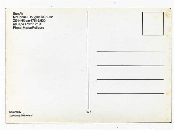 | Casa do Colecionador Cartão Postal Avião McDonnell Douglas DC-9 32 - Sun Air