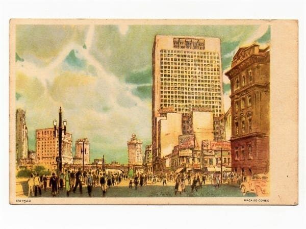 Cartão Postal Cromocart - São Paulo ( SP ) - Praça do Correio - Serie Jaraguá - Numero 11