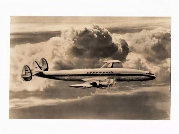 Cartao Postal Fotografico Aviao Constellation Lufthansa - Anos 50
