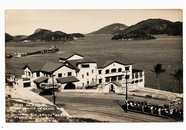 Cartão Postal Fotografico - Clube de Regatas Saldanha da Gama e Bonde - Vitoria ES - Anos 50