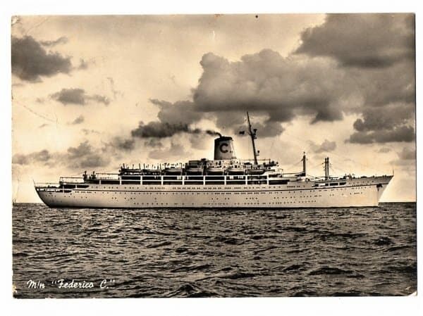 Cartão Postal Fotografico - Navio M/N Federico C - Linea C - Costa Armatori - Anos 50