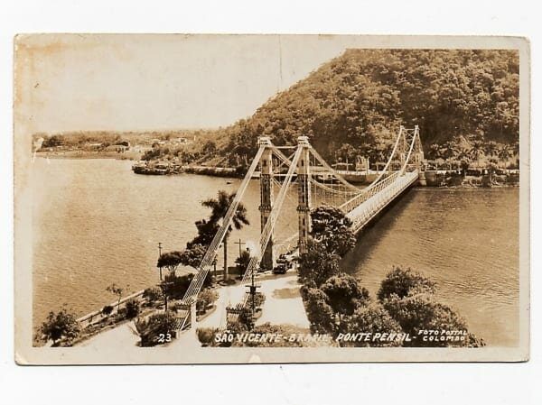 Cartão Postal Fotografico - São Vicente - ( SP ) - Ponte Pensil - Anos 50