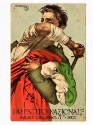 Cartão Postal I Guerra Mundial - Italia - Prestito Nazionale - Desenho de Mario Borgoni - 1918