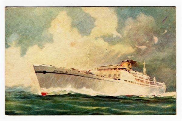 Cartão Postal Navio M/N Anna C - Linea C - Costa Armatori - Anos 50