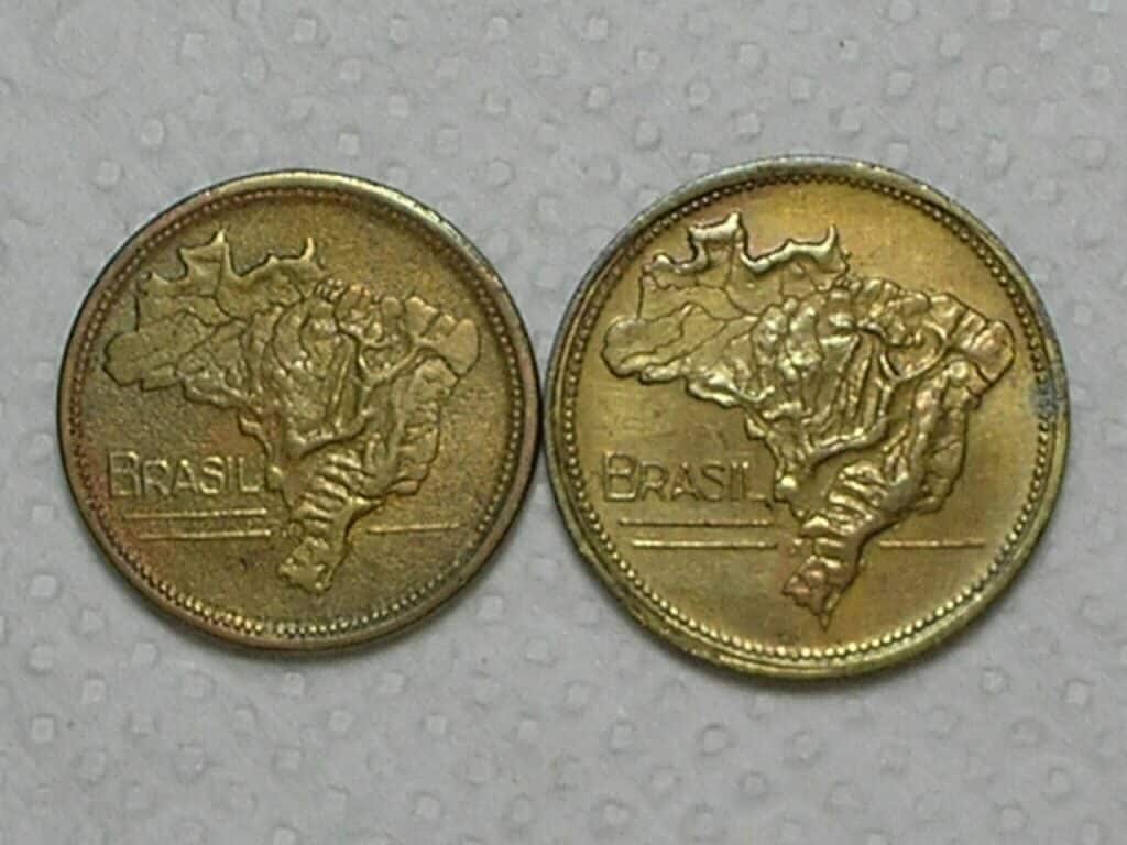 Casal com sigla) 1 e 2 cruzeiros - 1945 / Mapa do Brasil / Escassas / Mbc / cod. m