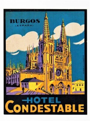 Etiqueta De Bagagem / Mala - Hotel Condestable - Burgos - Espanha - Anos 60