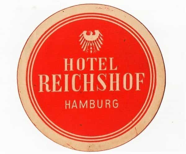 Etiqueta De Bagagem Mala Hotel Reichshof Hamburgo Alemanha Anos 60