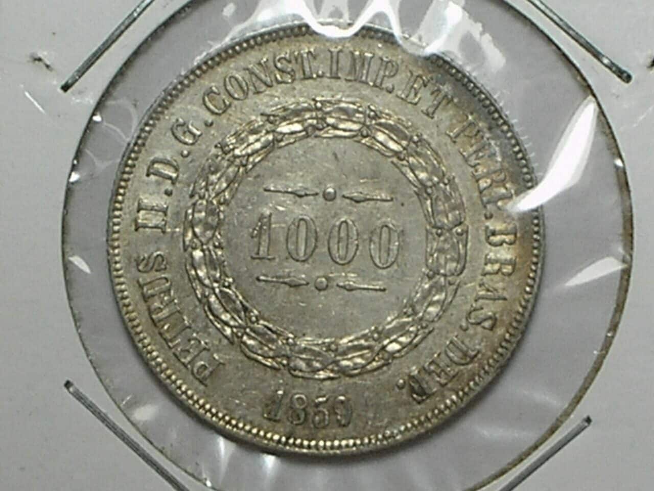 - Moeda de 1.000 Réis de 1859 - Imperio - Prata - Soberba+ - Bela