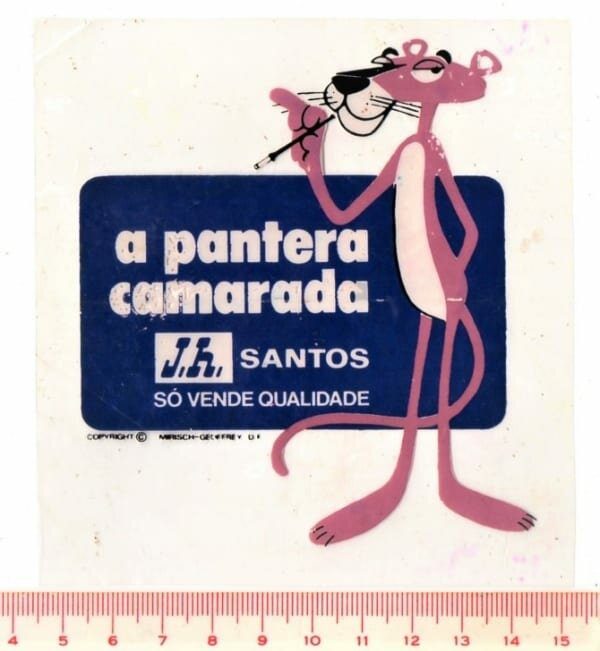 Plastico Adesivo - Pantera Cor de Rosa - A Pantera Camarada - Santos ( SP ) - Anos 70