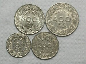 Rara Série completa) 100 / 200 / 300 / 400 Réis - 1940 / Sob/Fc - Raras nesse estado de conservação / cod. 330