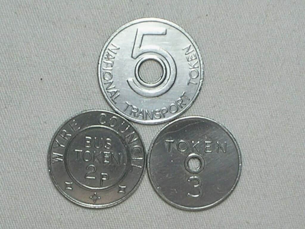 Raras) Antiga 3 Transport Token Da Inglaterra / Valores 2, 3 e 5 / Unifaciais